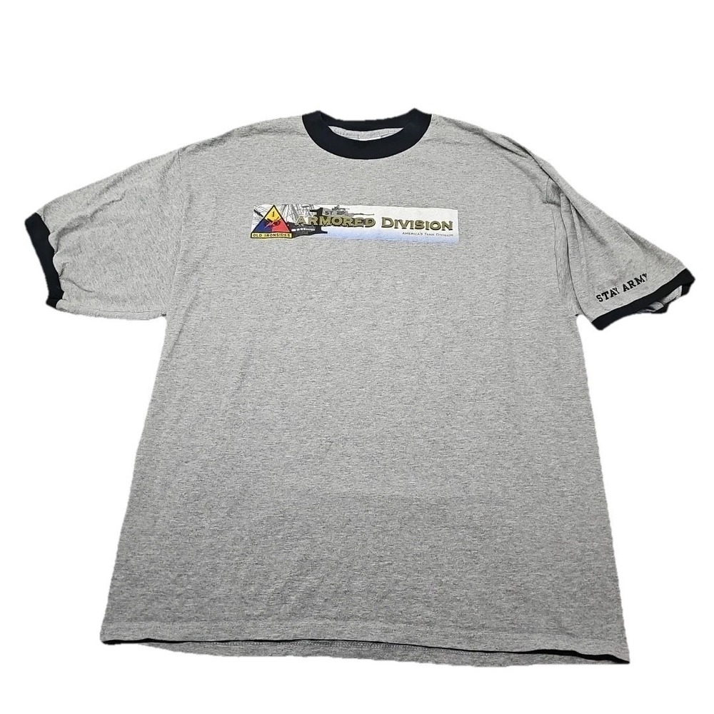 Vintage T shirt‎ Old Ironsides US Army 1st Armored Division Ringer Men's Sz XL